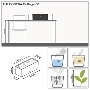 Samozavlažovací truhlík Lechuza Balconera Cottage 50 světle šedý