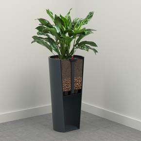 Vysoký samozavlažovací květináč Lamela Lilia lesk černý