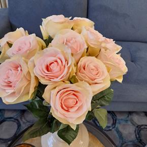 Umělá květina Sia růže Diana smetanovo růžová