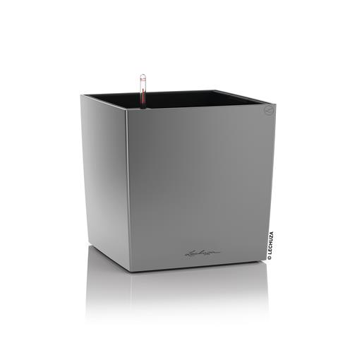 Samozavlažovací květináč Lechuza Cube Premium 40 stříbrná