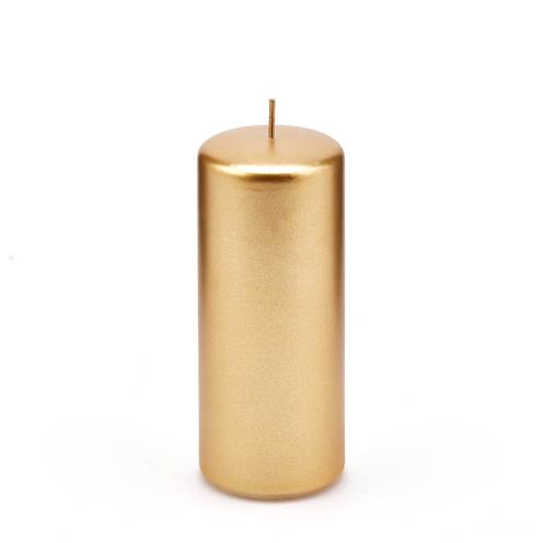 Svíčka válec vánoční EDG Classic zlatá 15 cm