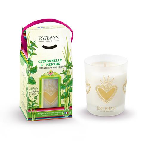 Přírodní vonná svíčka Esteban ve skle Lemongrass & Mint 180g