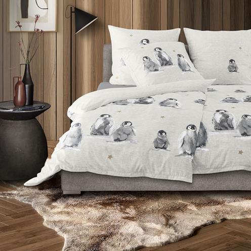 Irisette povlečení flaušový flanel Panda tučňáci smetanové