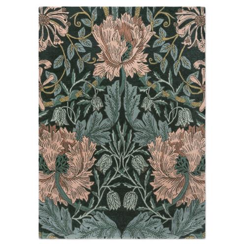 Květinový vlněný koberec Morris & Co Honeysuckle&Tulip teal 130407