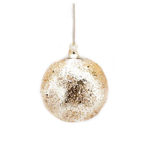 Skleněná vánoční ozdoba zlatá s perličkami