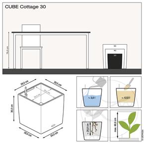 Samozavlažovací květináč Lechuza Cube Cottage 30 hnědý