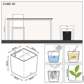 Samozavlažovací květináč Lechuza Cube Premium 30 bílá 