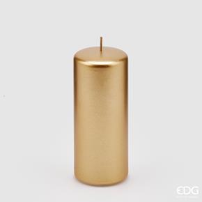 Svíčka válec vánoční EDG Classic zlatá 15 cm