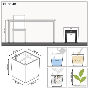 Samozavlažovací květináč Lechuza Cube Premium 40 taupe
