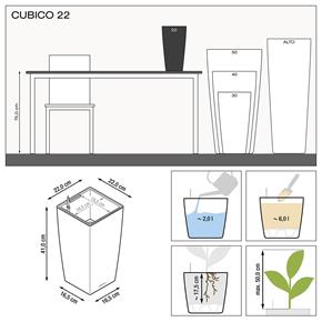 Samozavlažovací květináč Lechuza Cubico Premium 22 bílý lesk