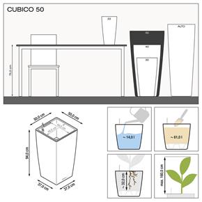 Samozavlažovací květináč Lechuza Cubico Premium 50 bílý