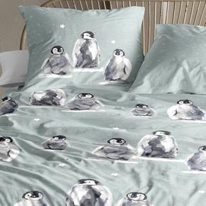 Irisette povlečení flaušový flanel Panda tučňáci tyrkysové