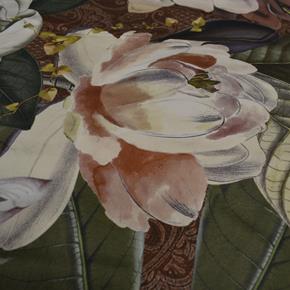 Irisette bavlněné povlečení Juwel-K 8842 bílé květy na cihlovém pozadí satén
