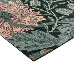 Květinový vlněný koberec Morris & Co Honeysuckle&Tulip teal 130407