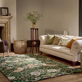 Luxusní květinový koberec Morris & Co Strawberry Thief forest 027707 