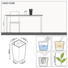 Lechuza samozavlažovací květináč Maxi Cubi stříbrná