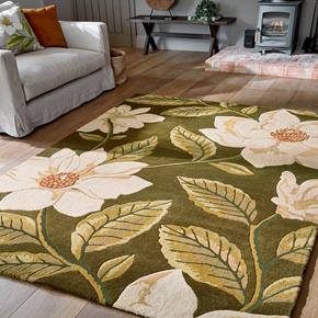 Vlněný kusový koberec Sanderson Grandiflora  Olive 145607
