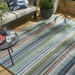 Outdoorový koberec Harlequin Spectro stripes marine/rust 442108