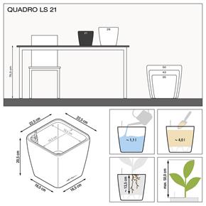 Samozavlažovací květináč Lechuza Quadro LS 21 espresso