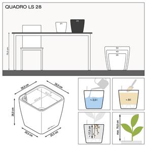 Samozavlažovací květináč Lechuza Quadro LS 28 espresso 