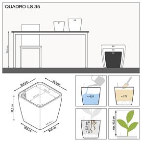 Samozavlažovací květináč Lechuza Quadro LS 35 espresso