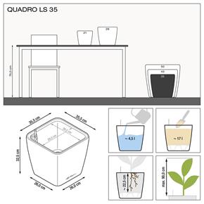 Samozavlažovací květináč Lechuza Quadro LS 35 bílá