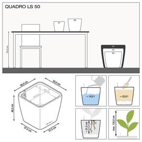 Samozavlažovací květináč Lechuza Quadro LS 50 espresso