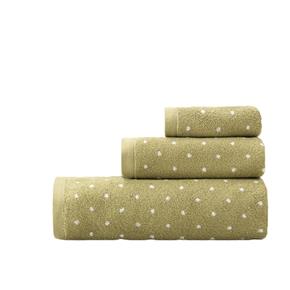 Froté ručník Lasa Efficience olivově zelený s puntíky