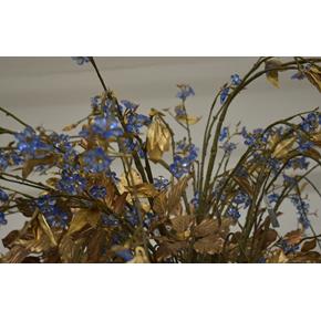 Umělá květina Silk-ka skleněný kvítek modrý
