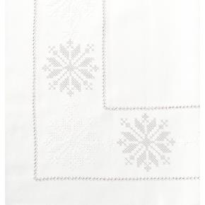 Vánoční ubrus bílý s vločkami 85x85cm