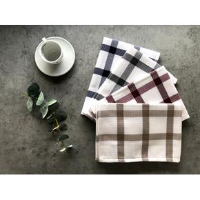 Kuchyňská bavlněná utěrka Checks kostka modrá 