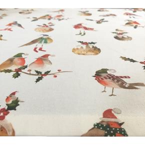 Vánoční ubrus - napron smetanový s ptáčky
