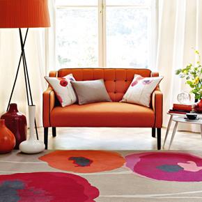 Vlněný kusový koberec Sanderson Poppies red/orange 45700